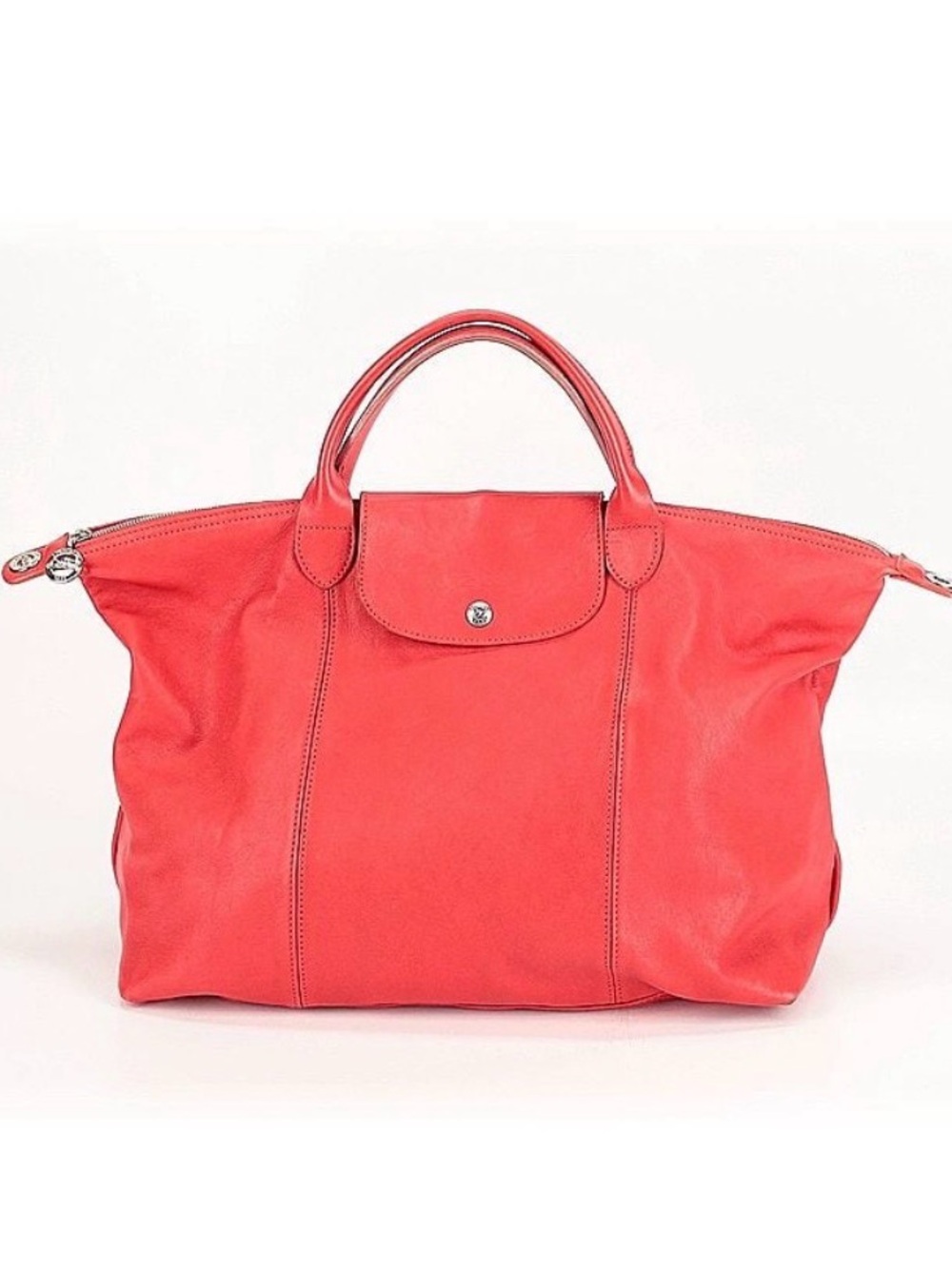Longchamp Red Leather Tote Bag